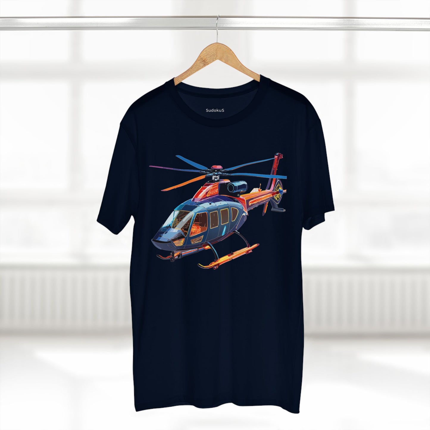 Helicopter Tee Unisex Premium Cotton Shirt With Unique Art Design Graphic Crew Neck Regular Fit