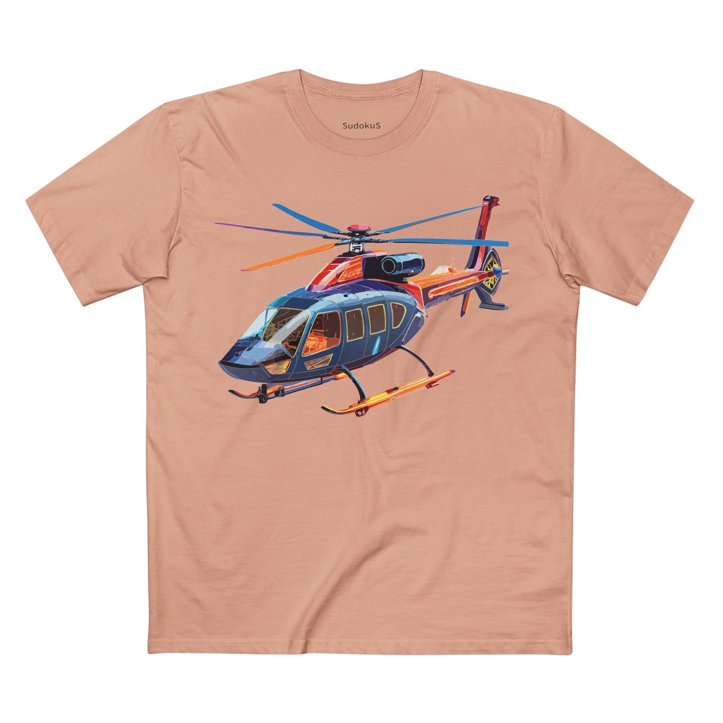 Helicopter Tee Unisex Premium Cotton Shirt With Unique Art Design Graphic Crew Neck Regular Fit