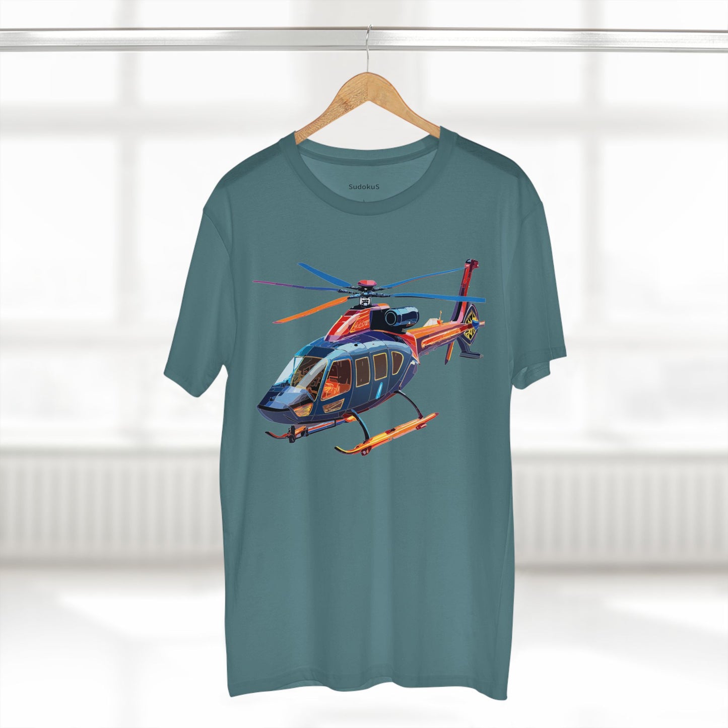 Helicopter Tee Unisex Premium Cotton Shirt With Unique Art Design Graphic Crew Neck Regular Fit