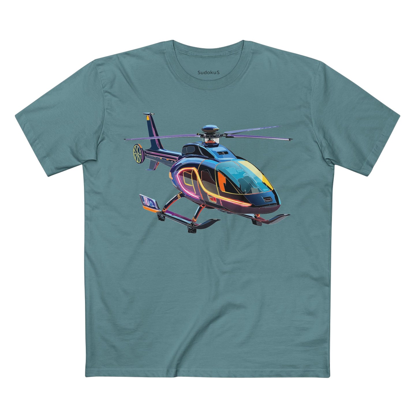 Unisex Helicopter Art Tee Premium Cotton Regular Fit Crew Neck Shirt Preshrunk Durable