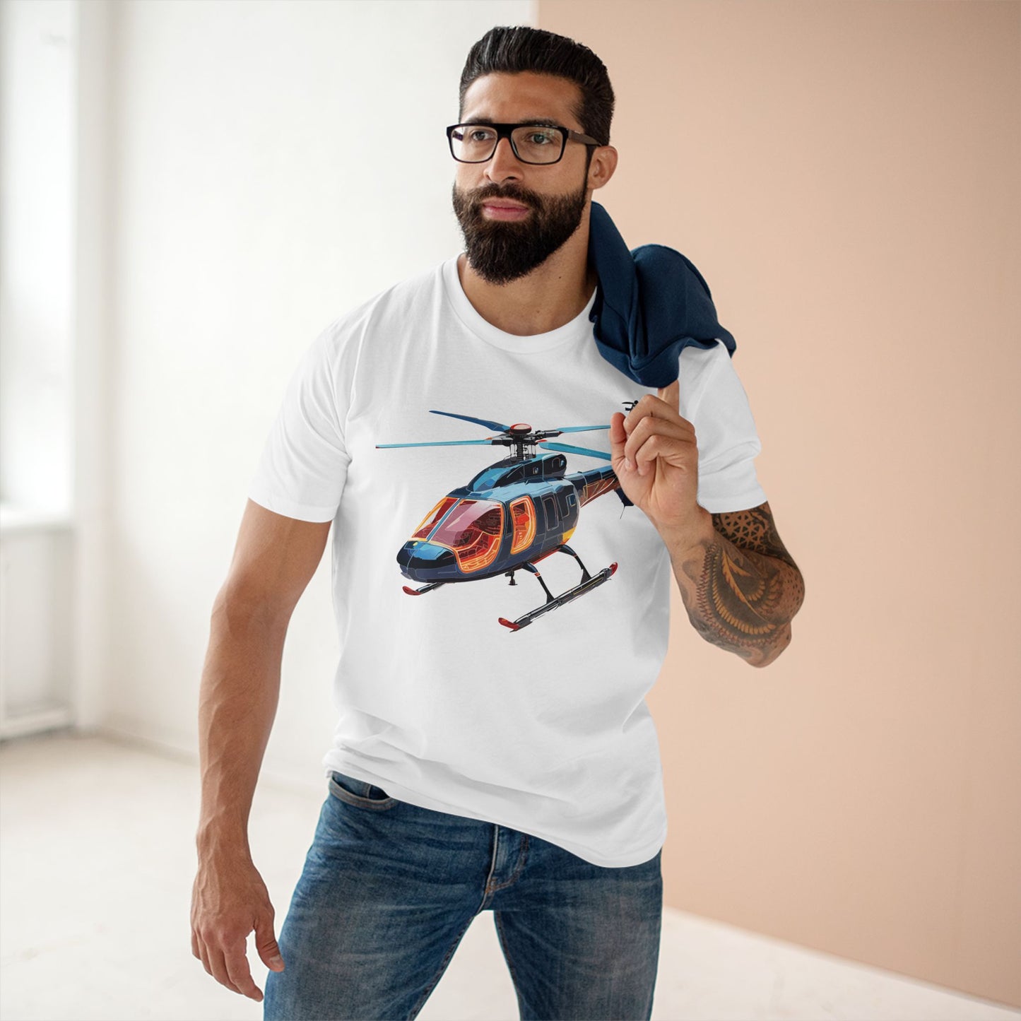 Helicopter Chopper Shirt Unisex Premium Cotton Tee With Unique Art Design Regular Fit Crew Neck