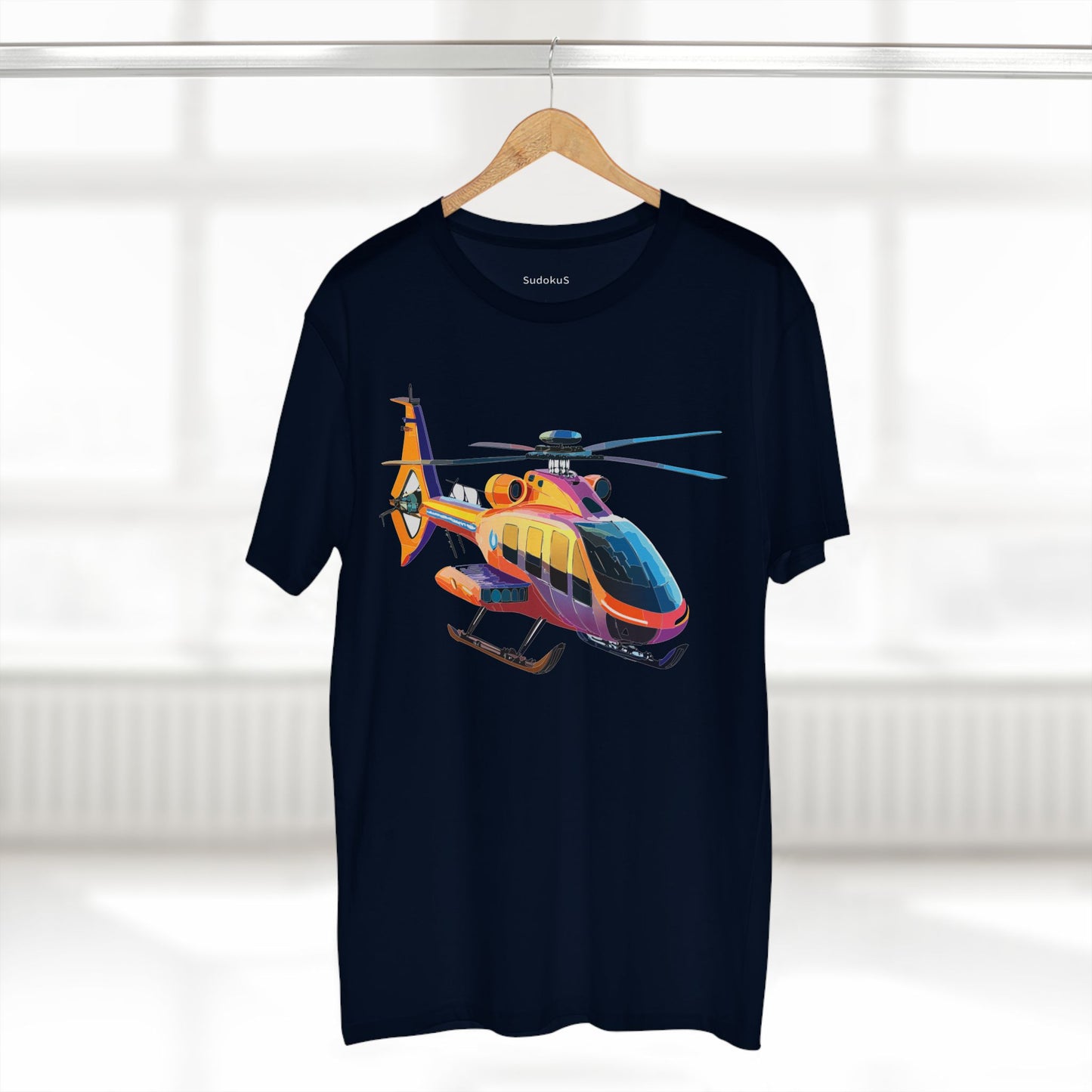 Unisex Helicopter Art Shirt Premium Cotton Tee With Regular Fit Crew Neck 100 Percent Cotton