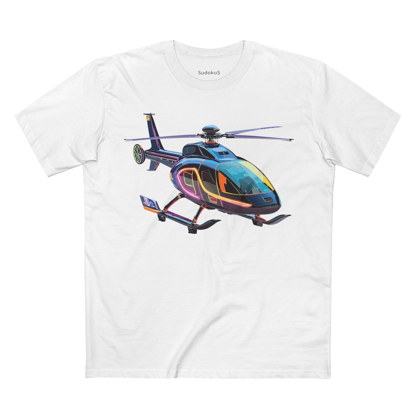Unisex Helicopter Art Tee Premium Cotton Regular Fit Crew Neck Shirt Preshrunk Durable