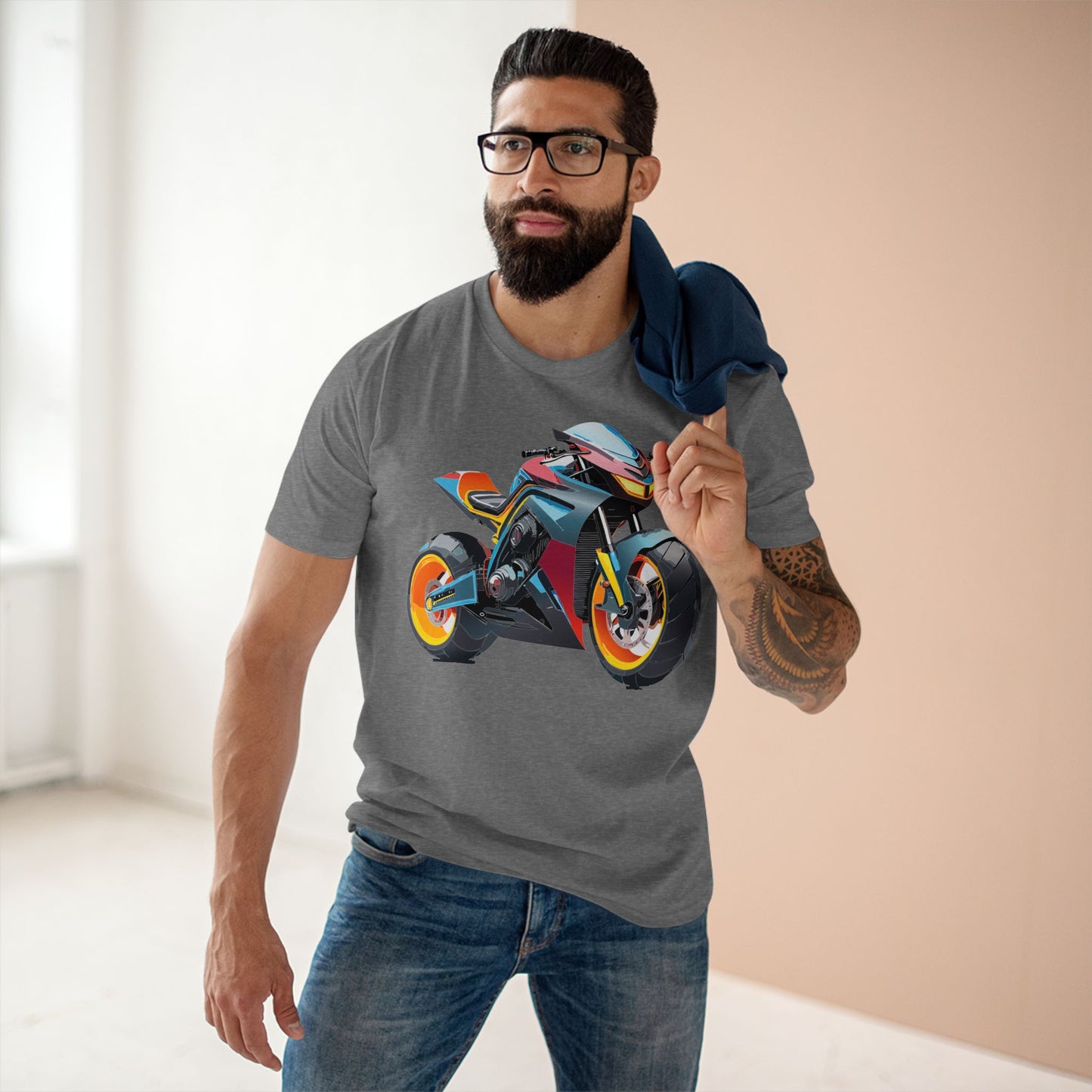Unisex Premium Cotton Tee With Unique Art Design Bike And Moto Shirt Regular Fit Crew Neck