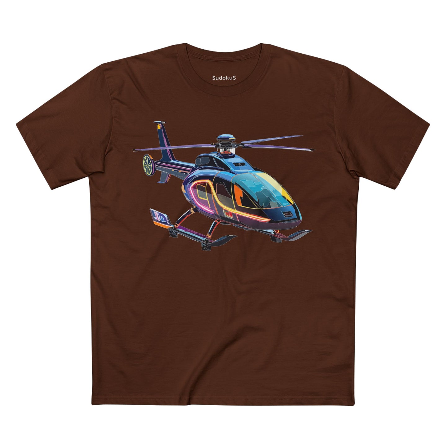 Unisex Helicopter Art Tee Premium Cotton Regular Fit Crew Neck Shirt Preshrunk Durable