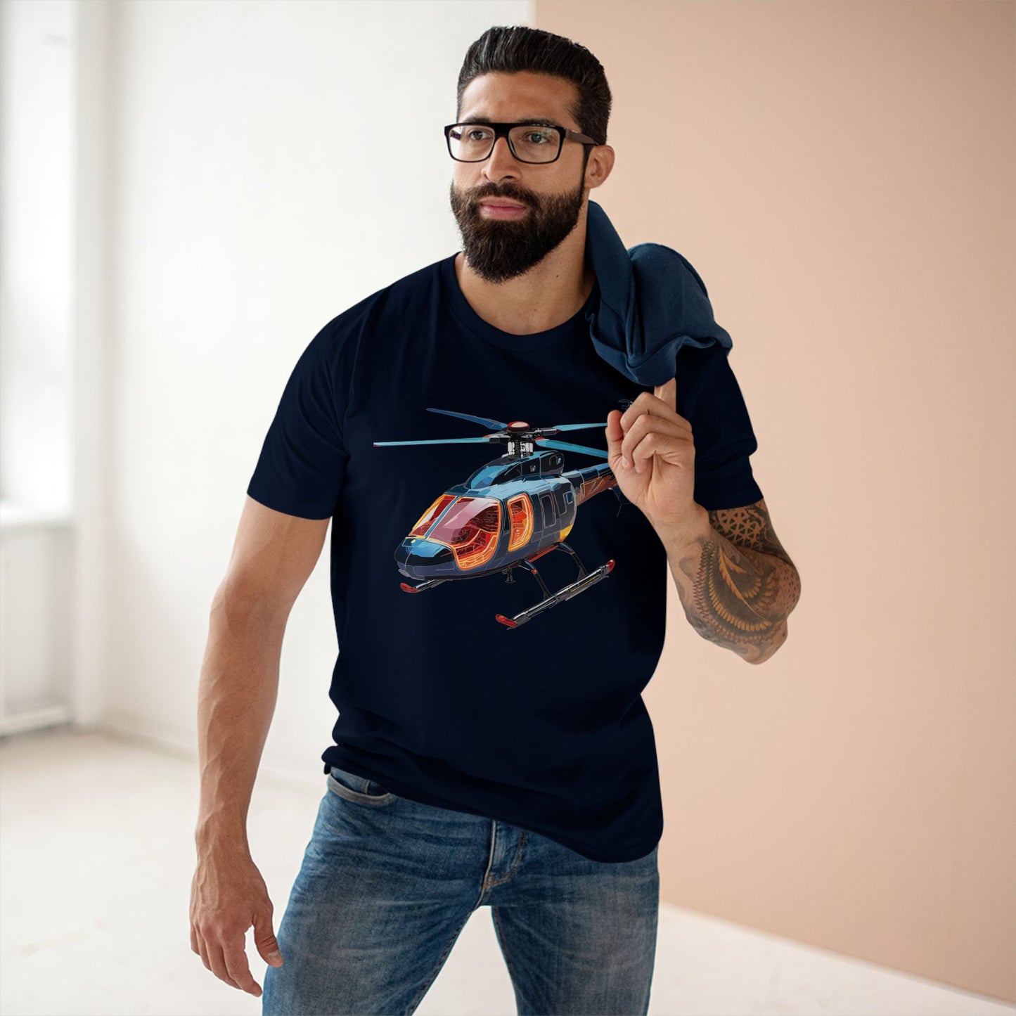 Helicopter Chopper Shirt Unisex Premium Cotton Tee With Unique Art Design Regular Fit Crew Neck
