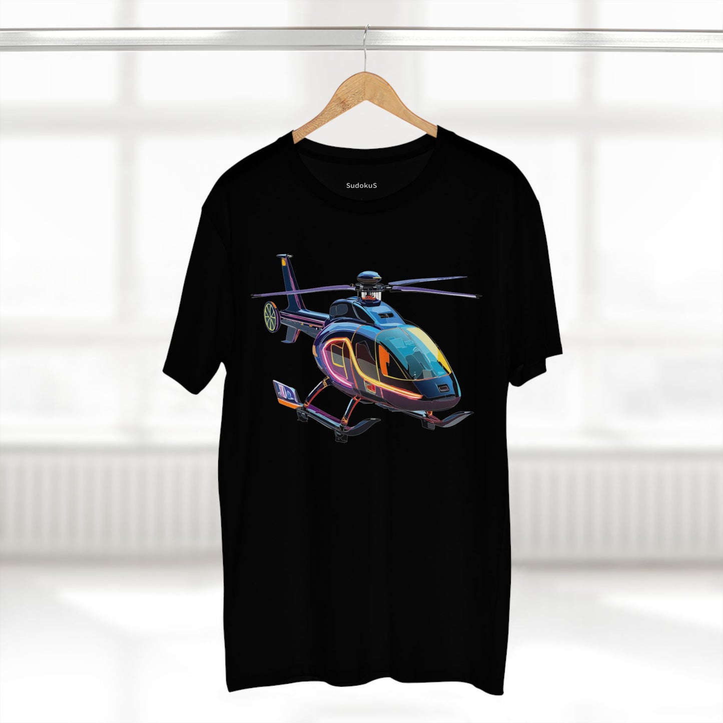 Unisex Helicopter Art Tee Premium Cotton Regular Fit Crew Neck Shirt Preshrunk Durable
