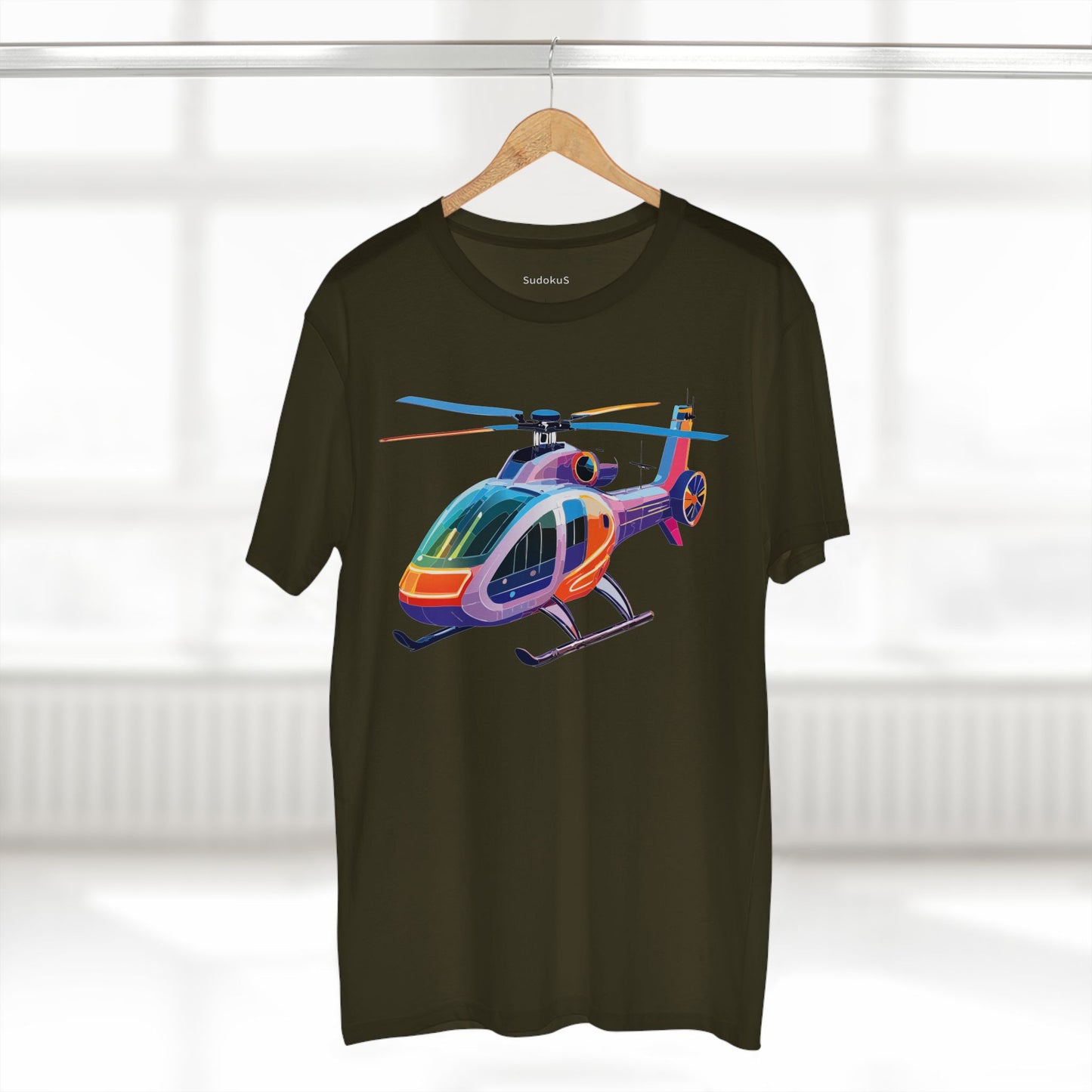 Helicopter Art Tee Unisex Premium Cotton Chopper Shirt With Crew Neck Comfort Fit