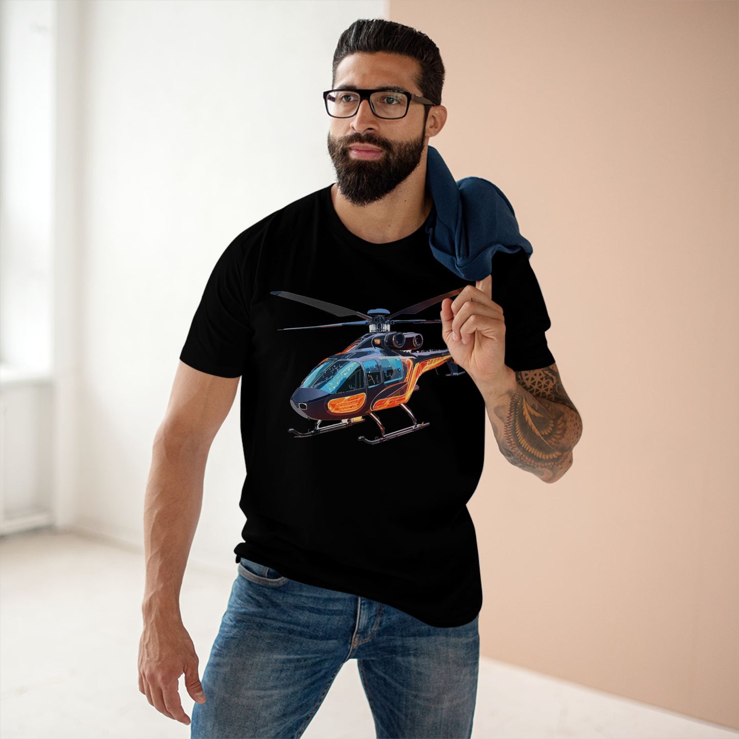 Helicopter Chopper Shirt Unisex Premium Cotton Tee With Unique Art Design Crew Neck Premium Quality