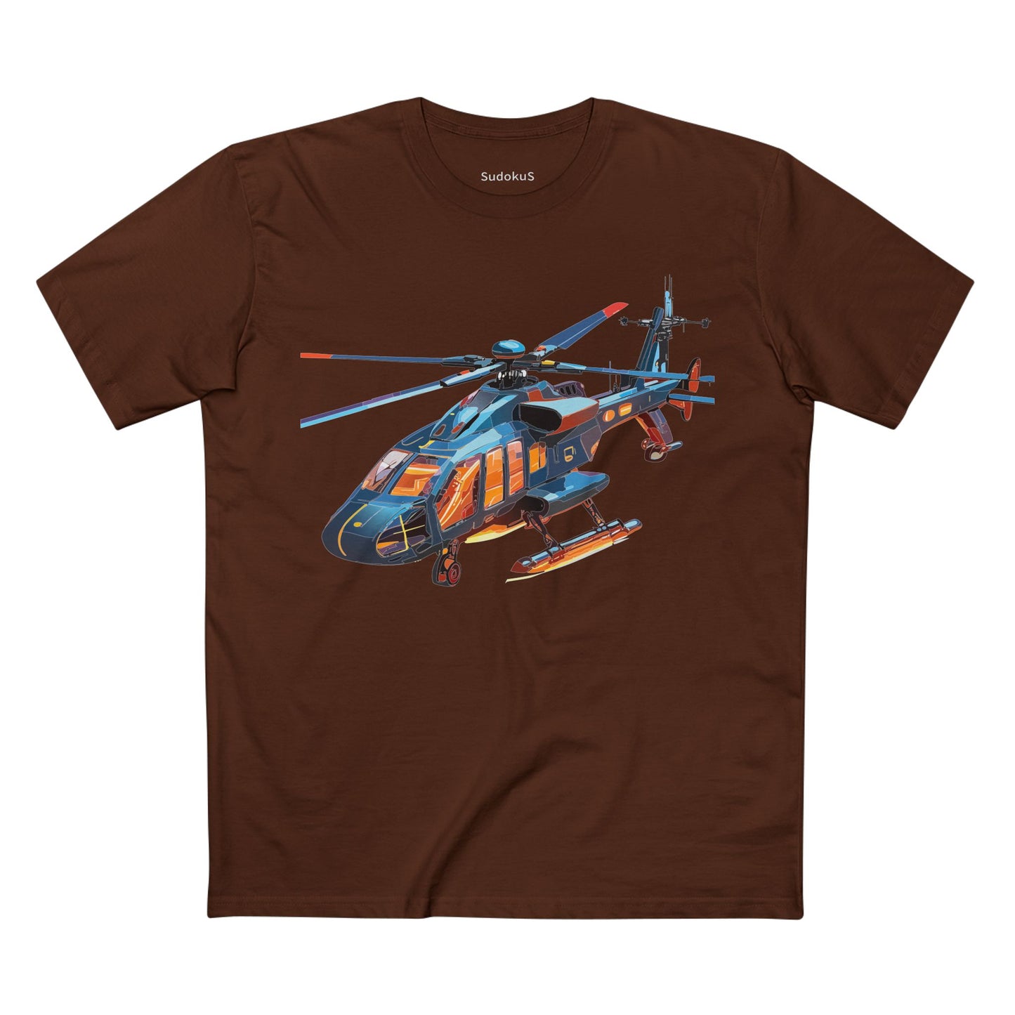 Unisex Helicopter Art Tee Premium Cotton Shirt Regular Fit Crew Neck Pre Shrunk Artwork