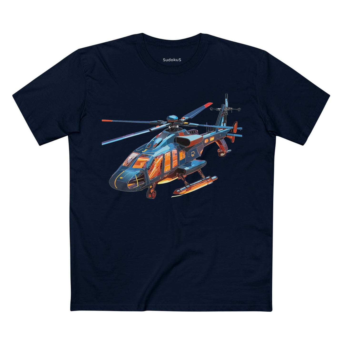 Unisex Helicopter Art Tee Premium Cotton Shirt Regular Fit Crew Neck Pre Shrunk Artwork