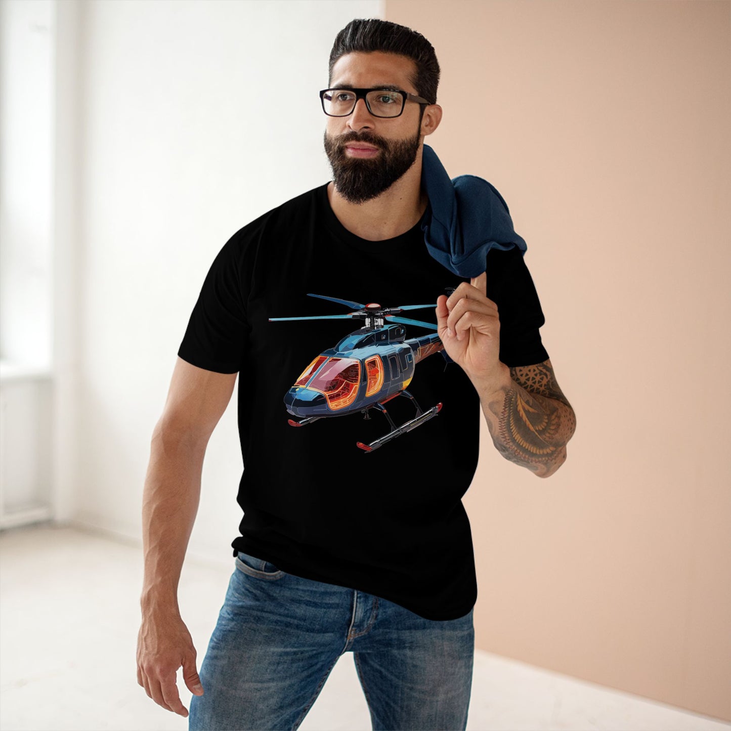 Helicopter Chopper Shirt Unisex Premium Cotton Tee With Unique Art Design Regular Fit Crew Neck