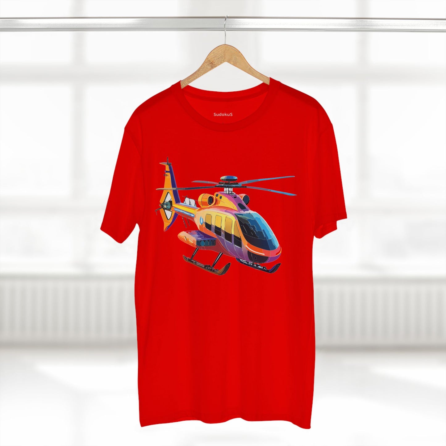 Unisex Helicopter Art Shirt Premium Cotton Tee With Regular Fit Crew Neck 100 Percent Cotton