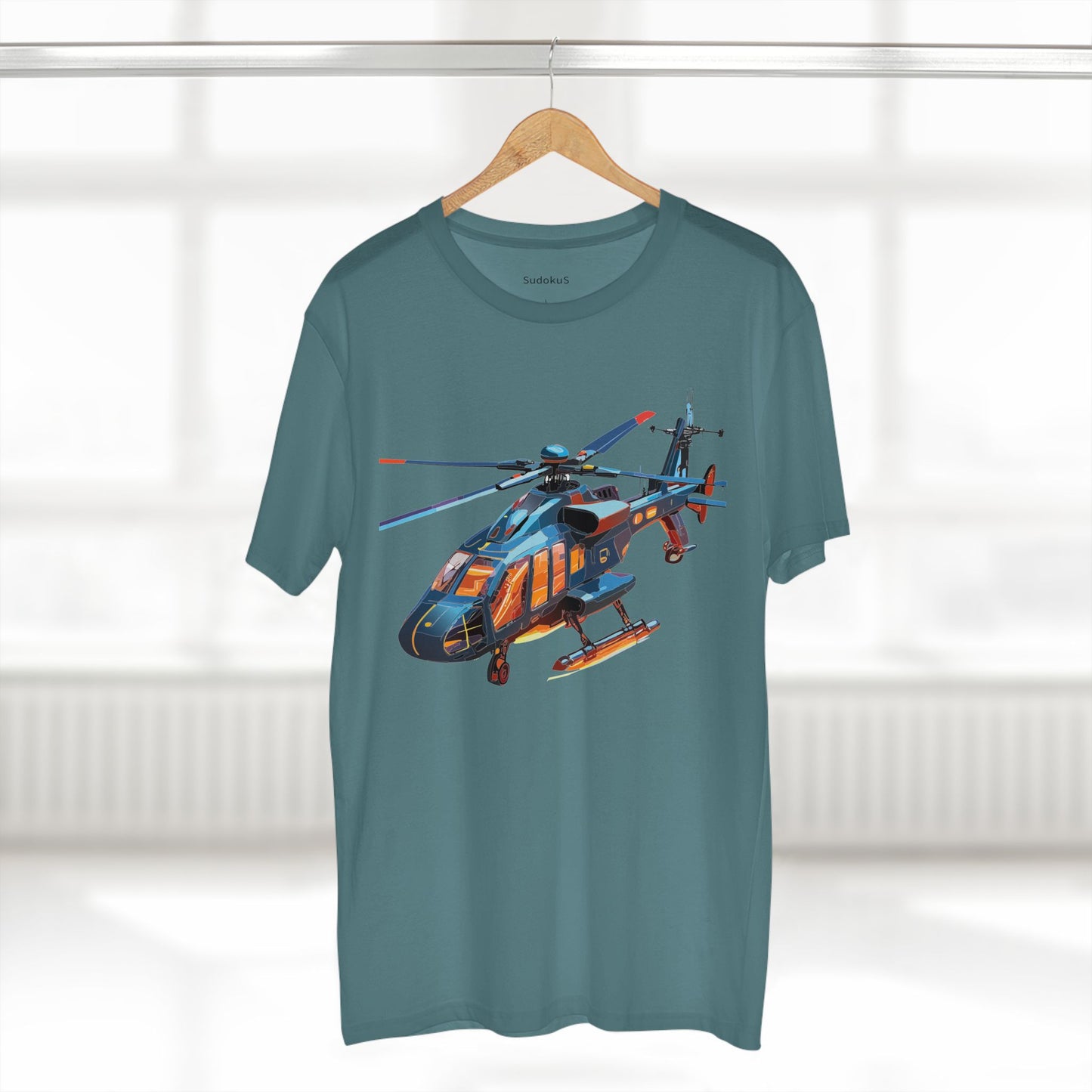 Unisex Helicopter Art Tee Premium Cotton Shirt Regular Fit Crew Neck Pre Shrunk Artwork