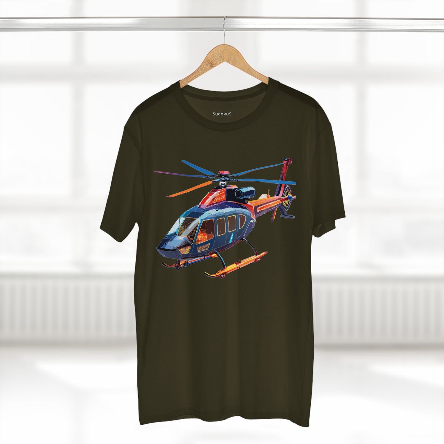 Helicopter Tee Unisex Premium Cotton Shirt With Unique Art Design Graphic Crew Neck Regular Fit
