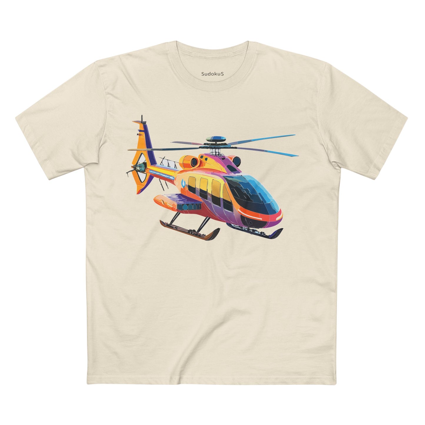 Unisex Helicopter Art Shirt Premium Cotton Tee With Regular Fit Crew Neck 100 Percent Cotton