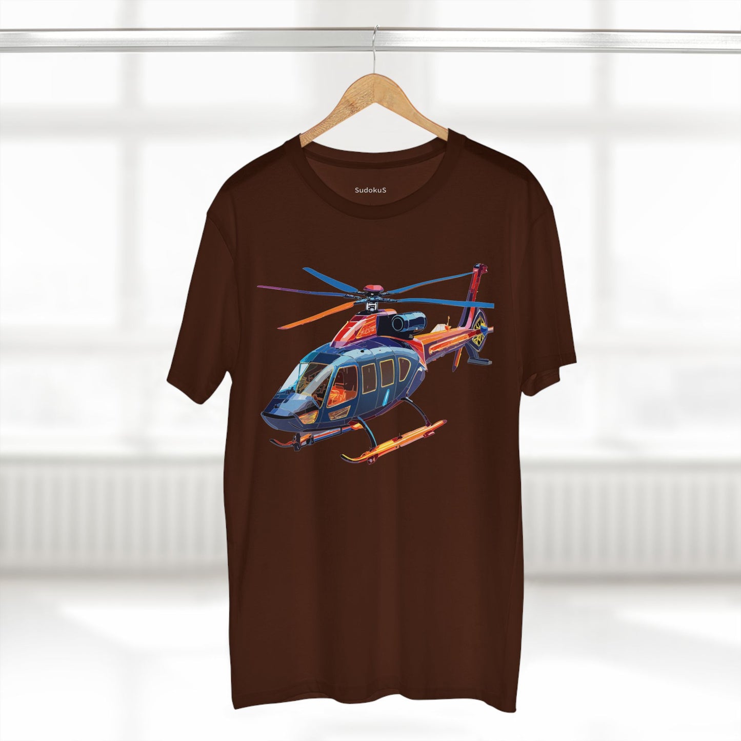 Helicopter Tee Unisex Premium Cotton Shirt With Unique Art Design Graphic Crew Neck Regular Fit