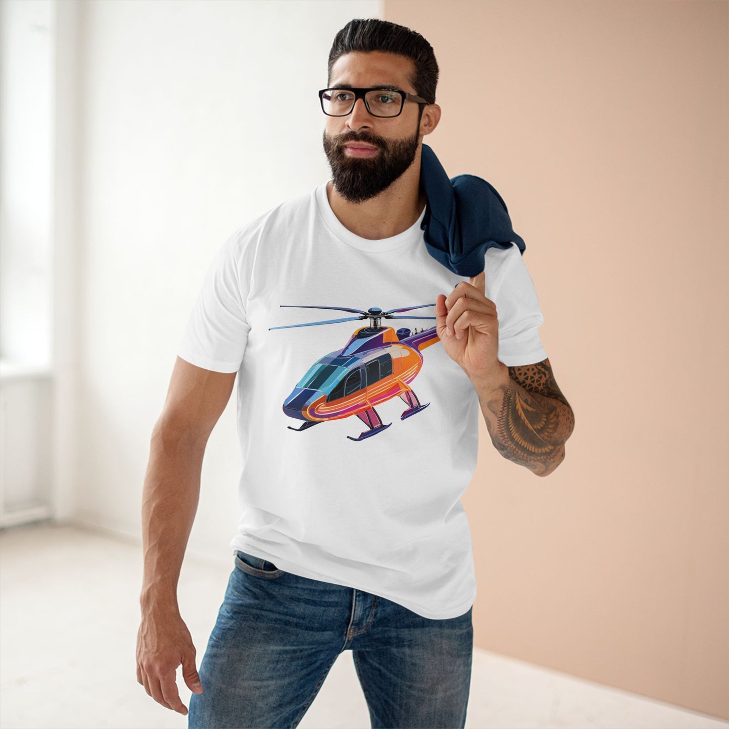 Helicopter Chopper Shirt Unisex Premium Cotton Tee With Unique Art Design Graphic Print Crew Neck