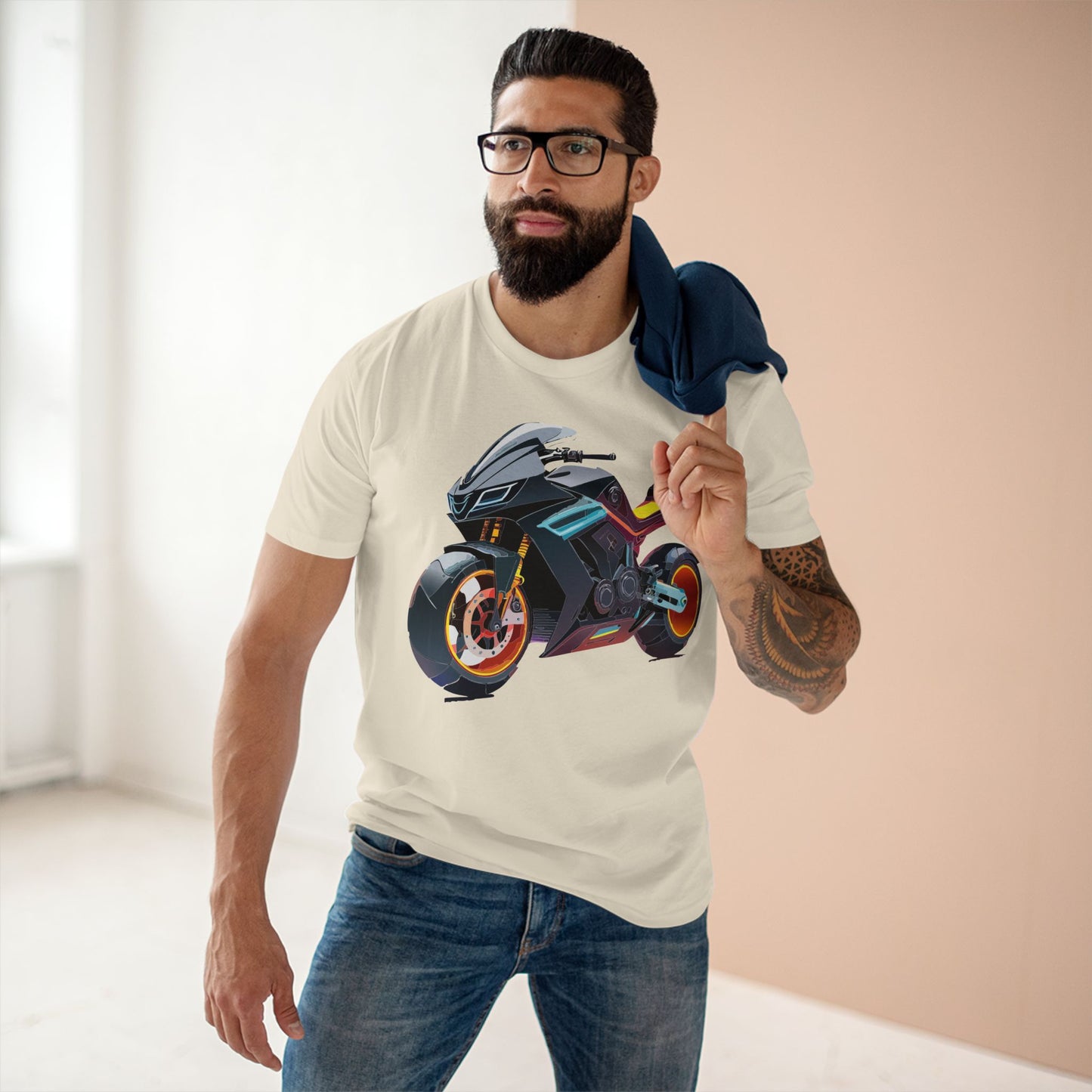 Unisex Premium Cotton Bike Shirt Moto Tee With Unique Art Design Regular Fit Preshrunk Crew Neck