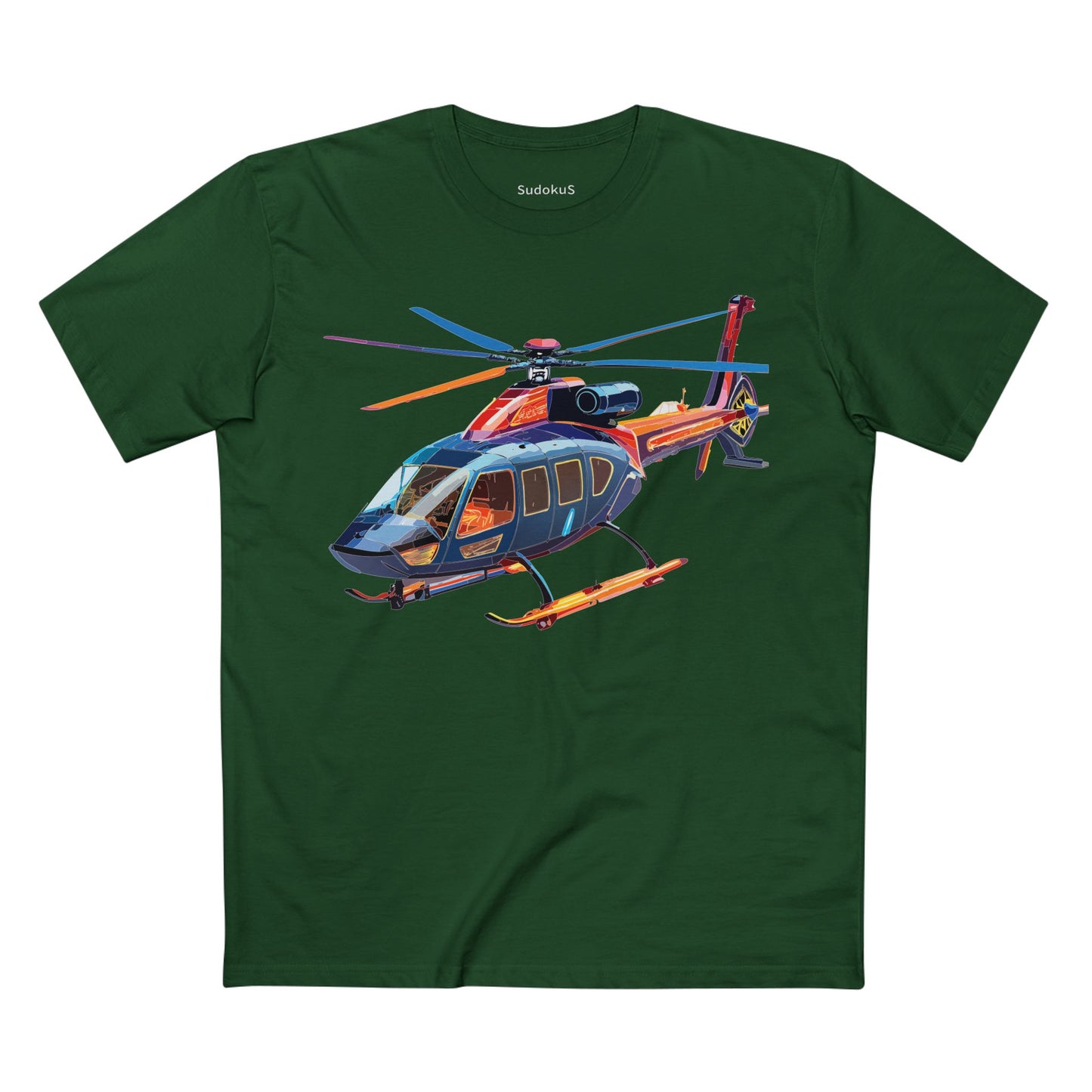 Helicopter Tee Unisex Premium Cotton Shirt With Unique Art Design Graphic Crew Neck Regular Fit