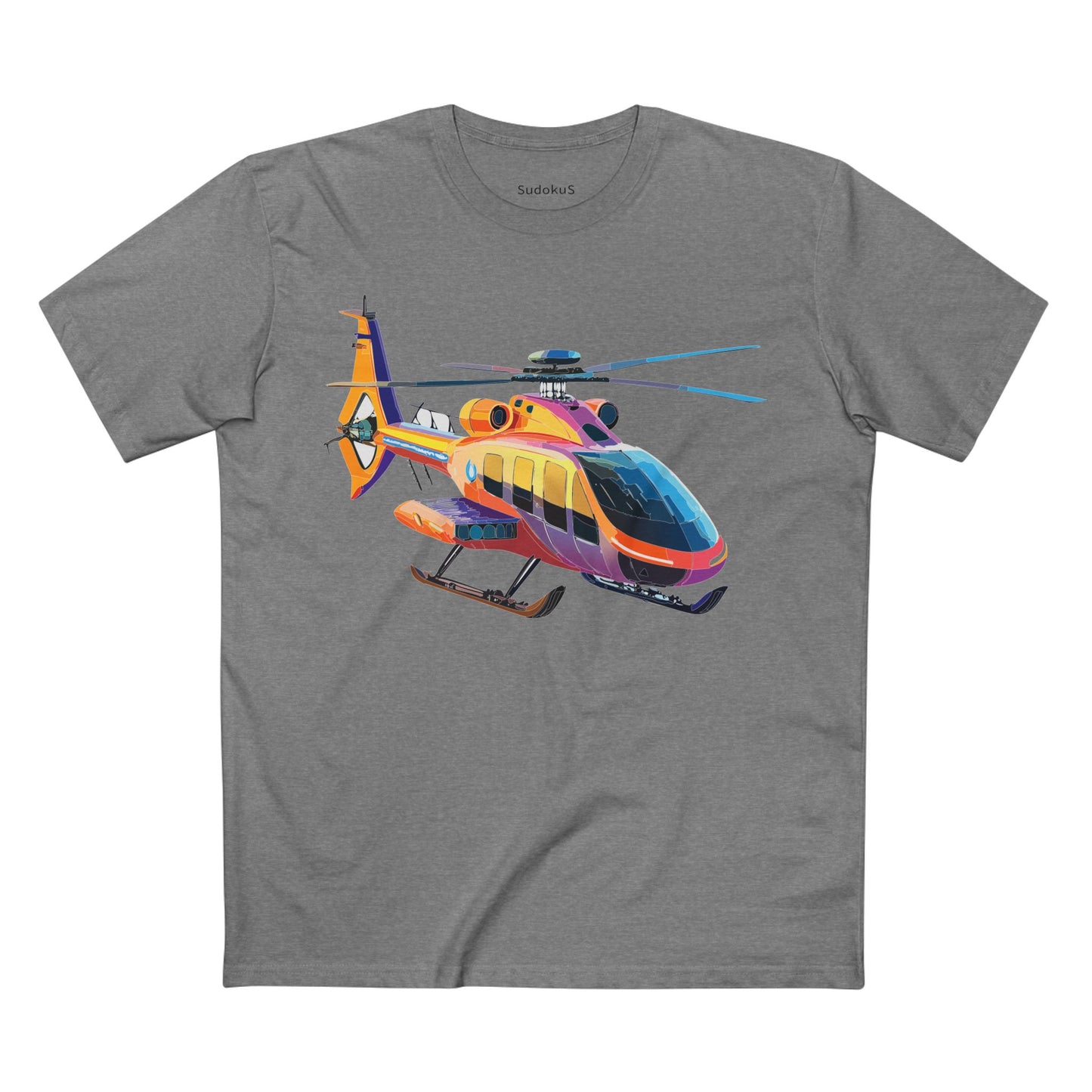 Unisex Helicopter Art Shirt Premium Cotton Tee With Regular Fit Crew Neck 100 Percent Cotton