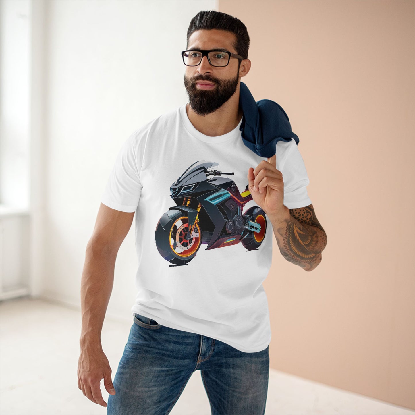Unisex Premium Cotton Bike Shirt Moto Tee With Unique Art Design Regular Fit Preshrunk Crew Neck