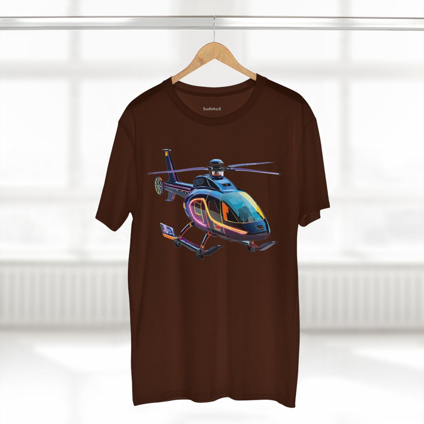 Unisex Helicopter Art Tee Premium Cotton Regular Fit Crew Neck Shirt Preshrunk Durable