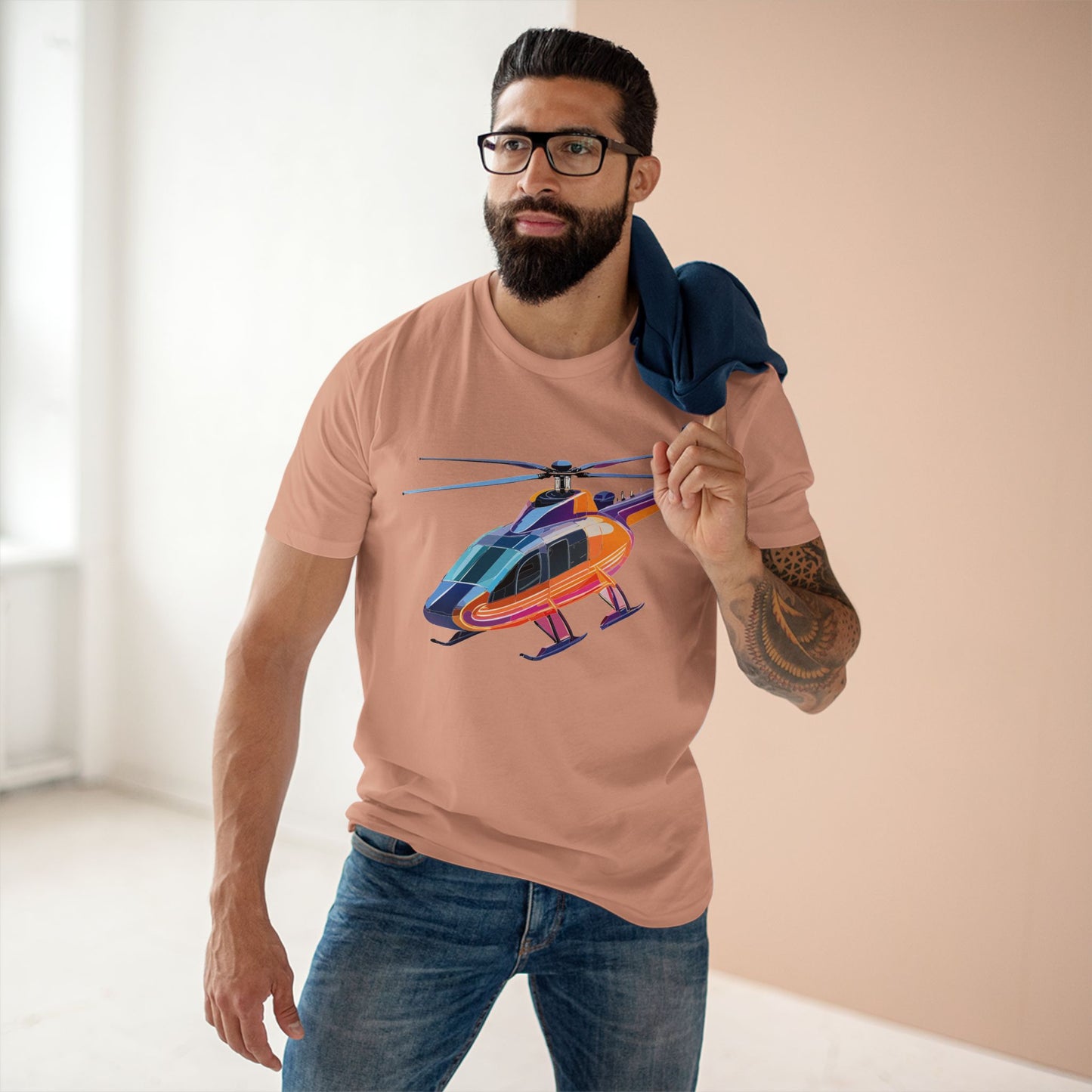 Helicopter Chopper Shirt Unisex Premium Cotton Tee With Unique Art Design Graphic Print Crew Neck