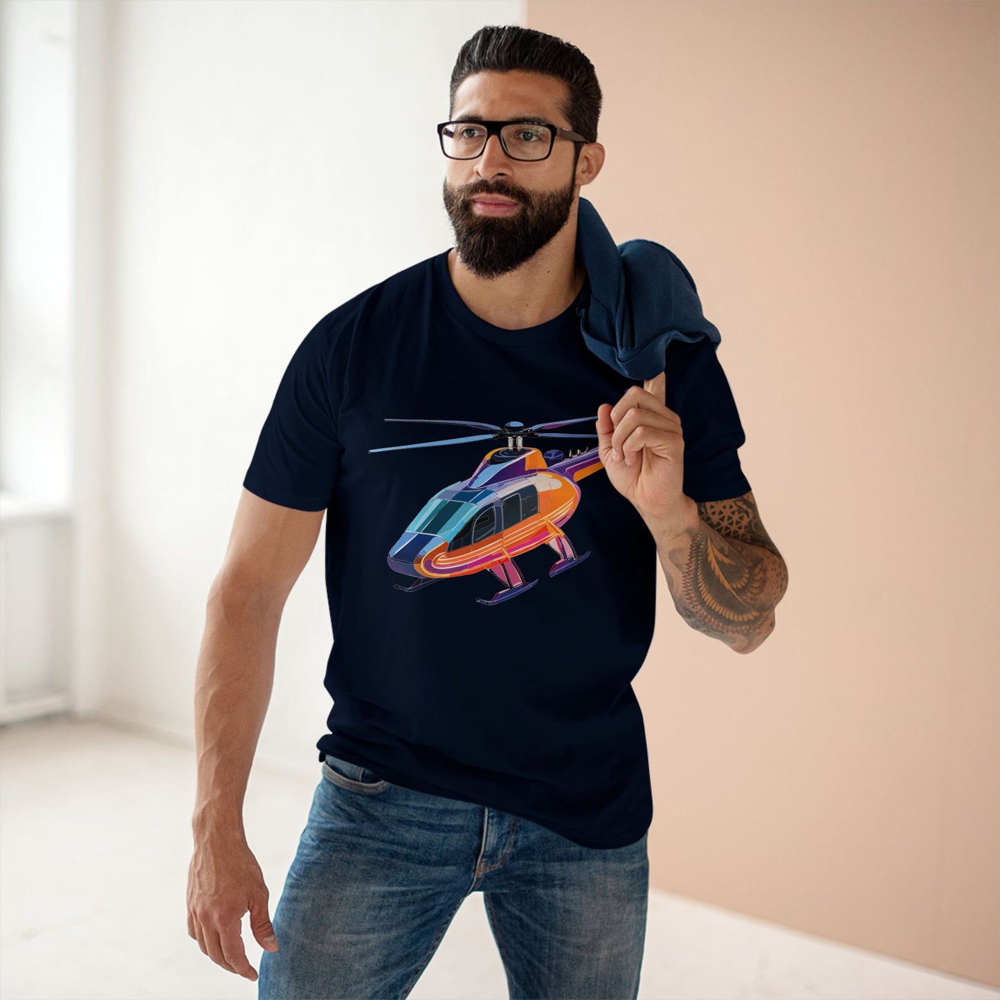 Helicopter Chopper Shirt Unisex Premium Cotton Tee With Unique Art Design Graphic Print Crew Neck