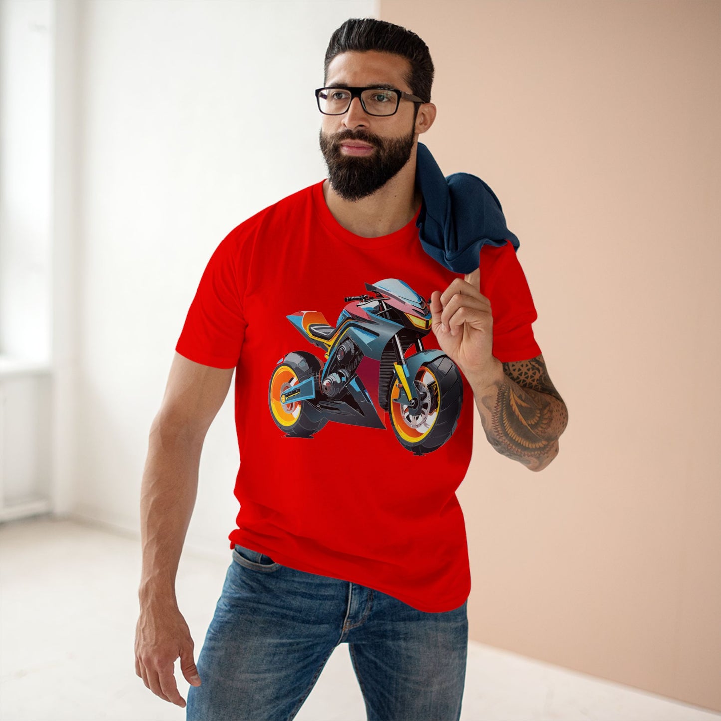 Unisex Premium Cotton Tee With Unique Art Design Bike And Moto Shirt Regular Fit Crew Neck