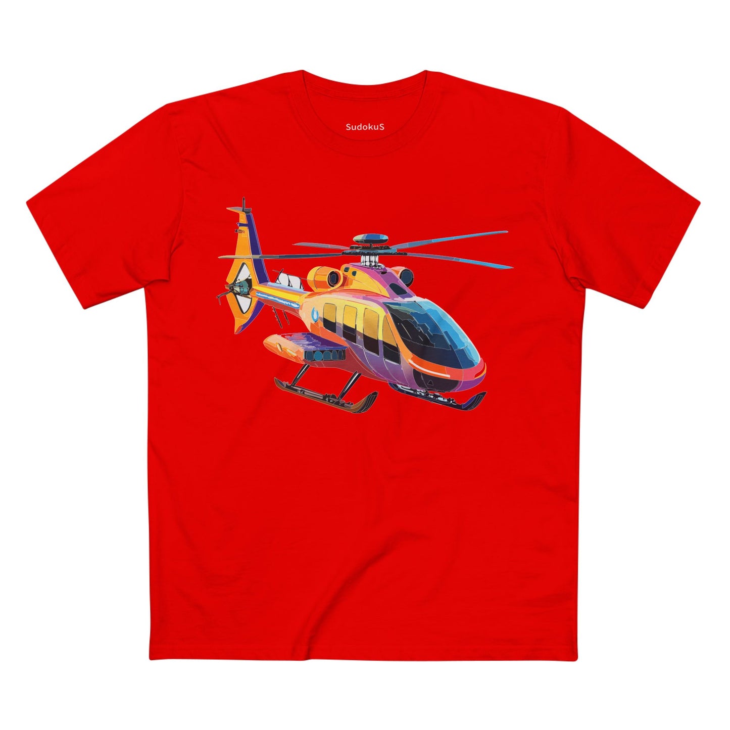 Unisex Helicopter Art Shirt Premium Cotton Tee With Regular Fit Crew Neck 100 Percent Cotton