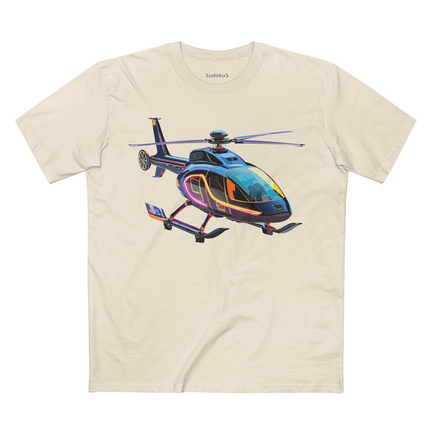 Unisex Helicopter Art Tee Premium Cotton Regular Fit Crew Neck Shirt Preshrunk Durable