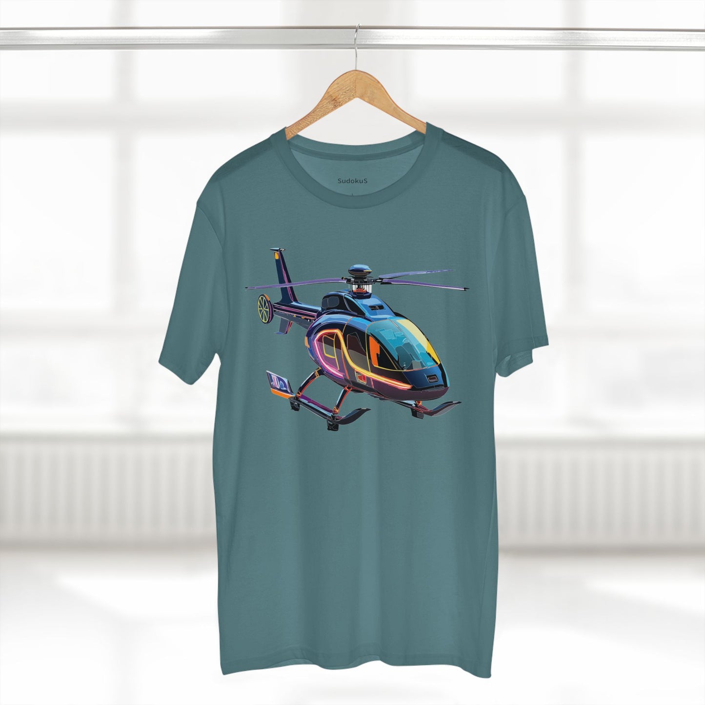 Unisex Helicopter Art Tee Premium Cotton Regular Fit Crew Neck Shirt Preshrunk Durable