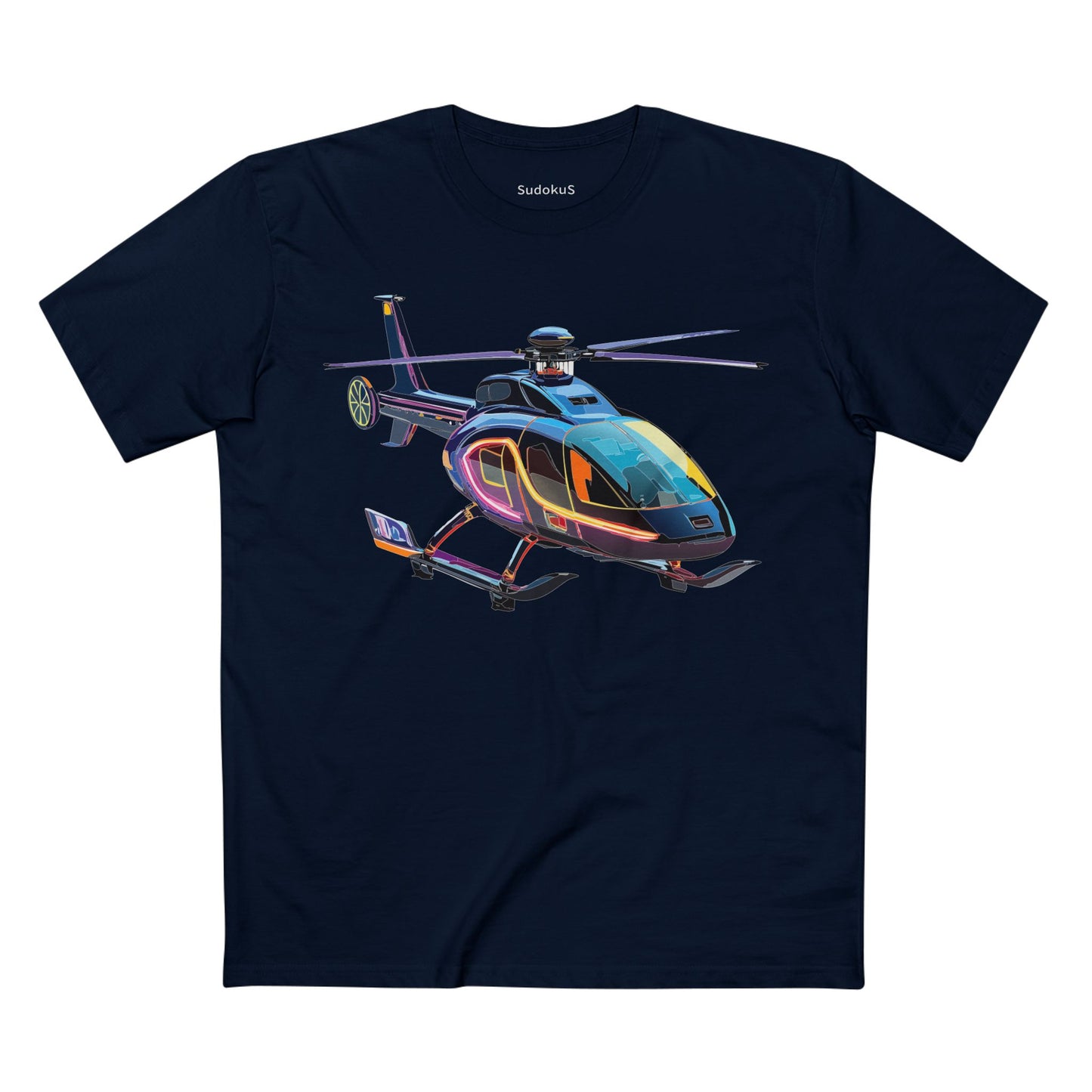 Unisex Helicopter Art Tee Premium Cotton Regular Fit Crew Neck Shirt Preshrunk Durable