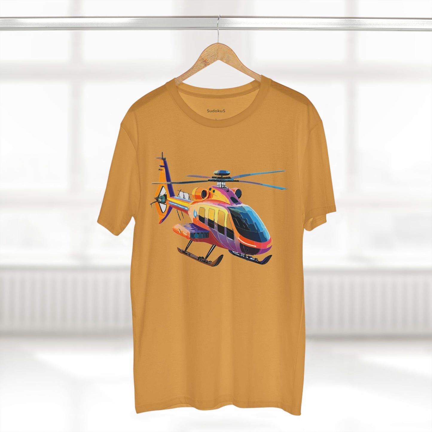 Unisex Helicopter Art Shirt Premium Cotton Tee With Regular Fit Crew Neck 100 Percent Cotton