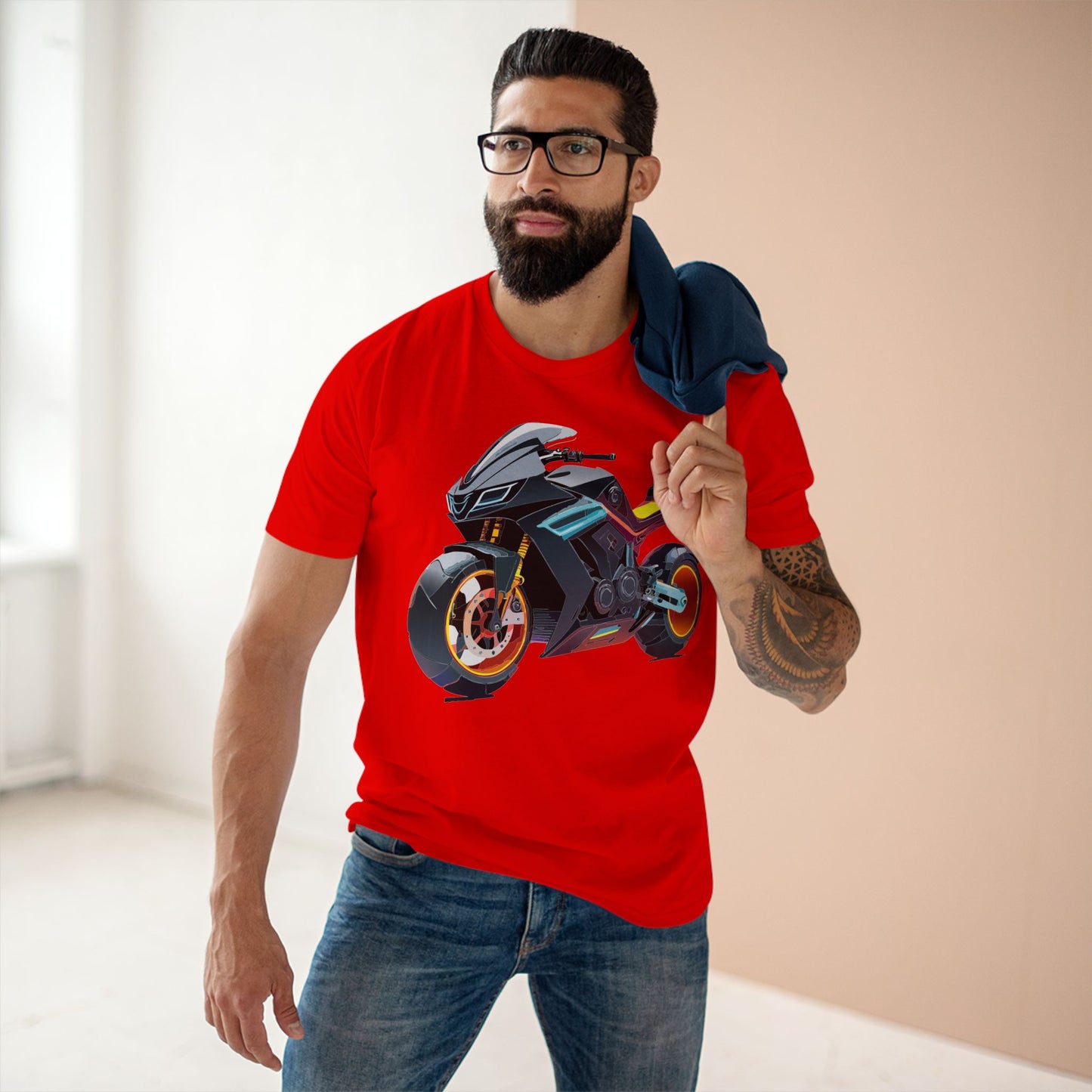 Unisex Premium Cotton Bike Shirt Moto Tee With Unique Art Design Regular Fit Preshrunk Crew Neck