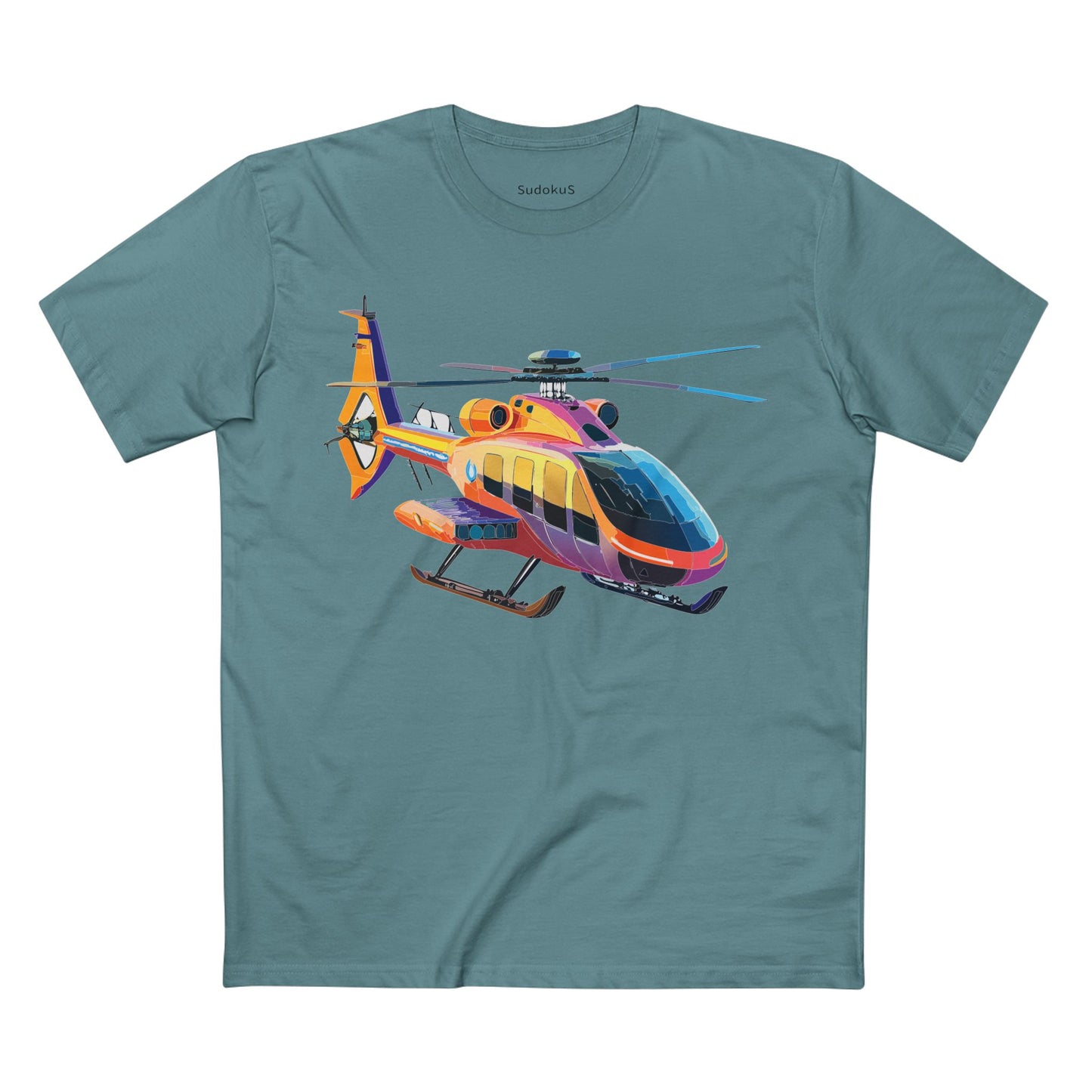 Unisex Helicopter Art Shirt Premium Cotton Tee With Regular Fit Crew Neck 100 Percent Cotton