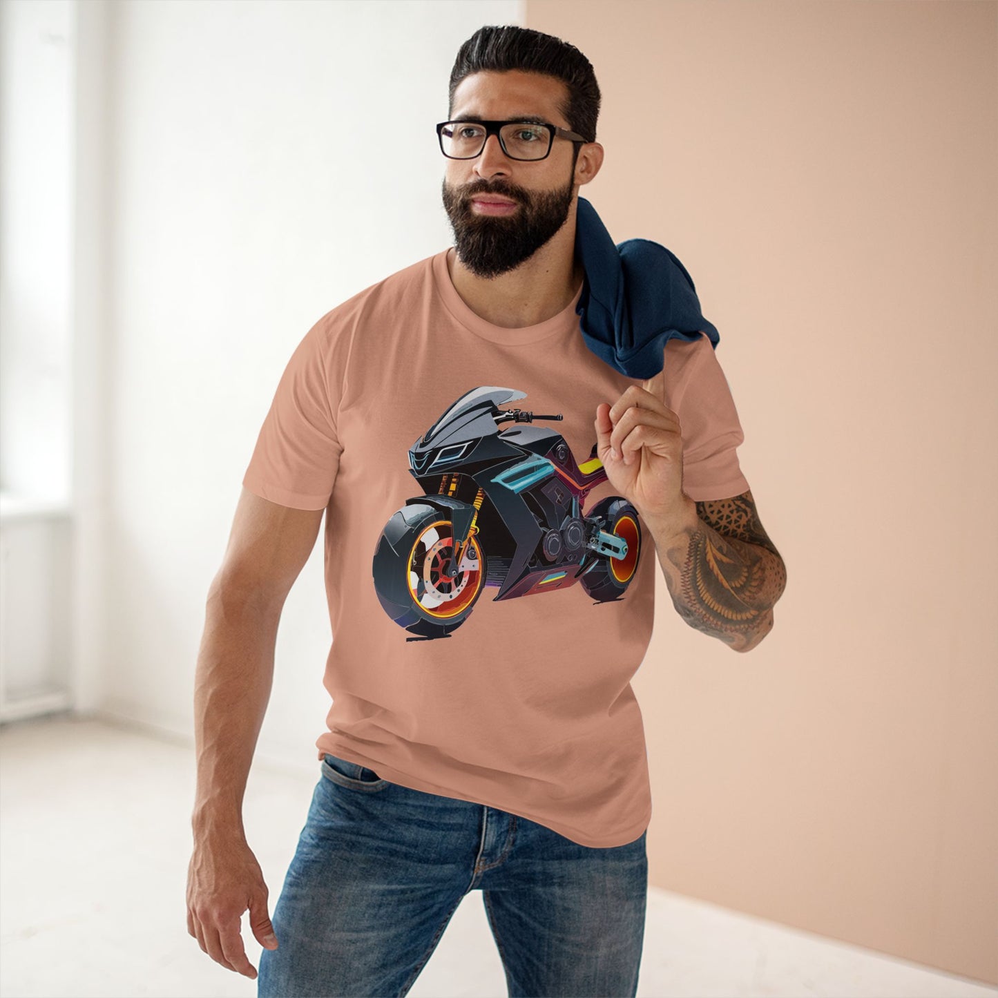 Unisex Premium Cotton Bike Shirt Moto Tee With Unique Art Design Regular Fit Preshrunk Crew Neck