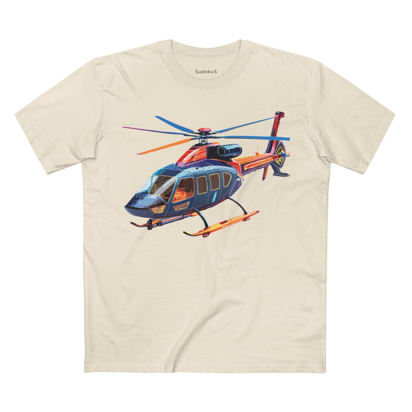 Helicopter Tee Unisex Premium Cotton Shirt With Unique Art Design Graphic Crew Neck Regular Fit