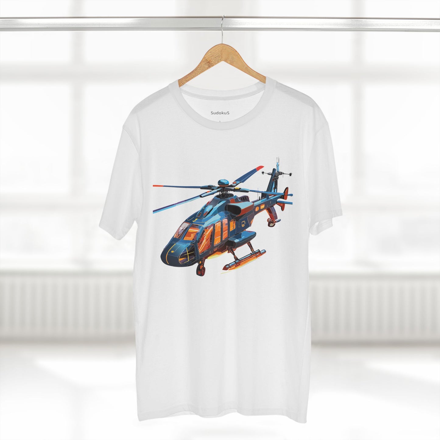 Unisex Helicopter Art Tee Premium Cotton Shirt Regular Fit Crew Neck Pre Shrunk Artwork