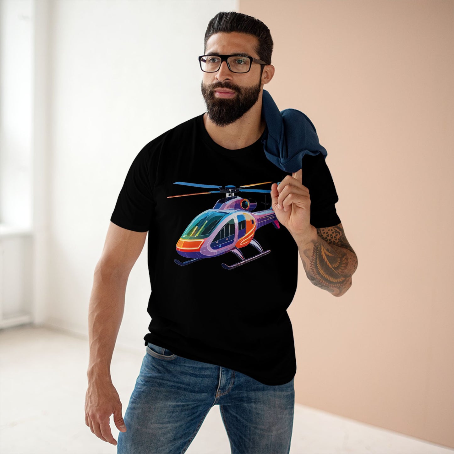 Helicopter Art Tee Unisex Premium Cotton Chopper Shirt With Crew Neck Comfort Fit