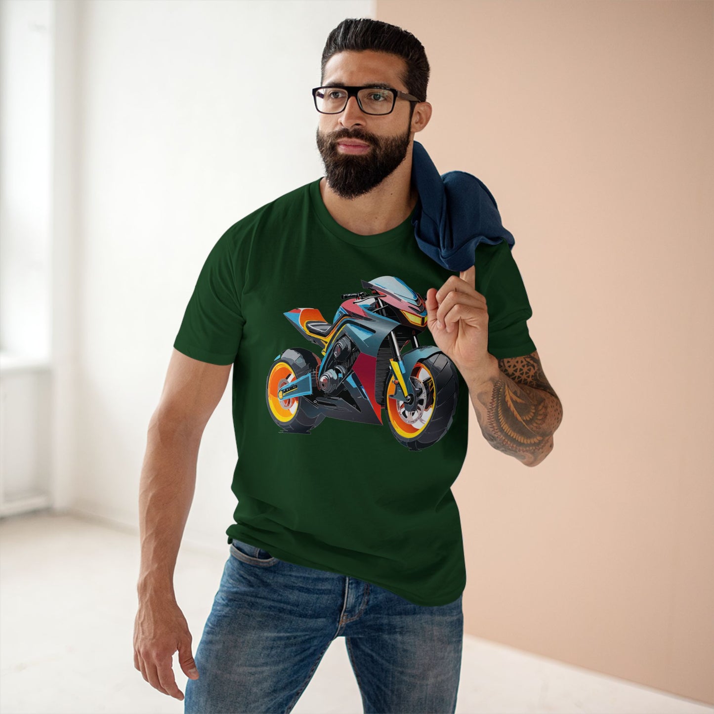 Unisex Premium Cotton Tee With Unique Art Design Bike And Moto Shirt Regular Fit Crew Neck