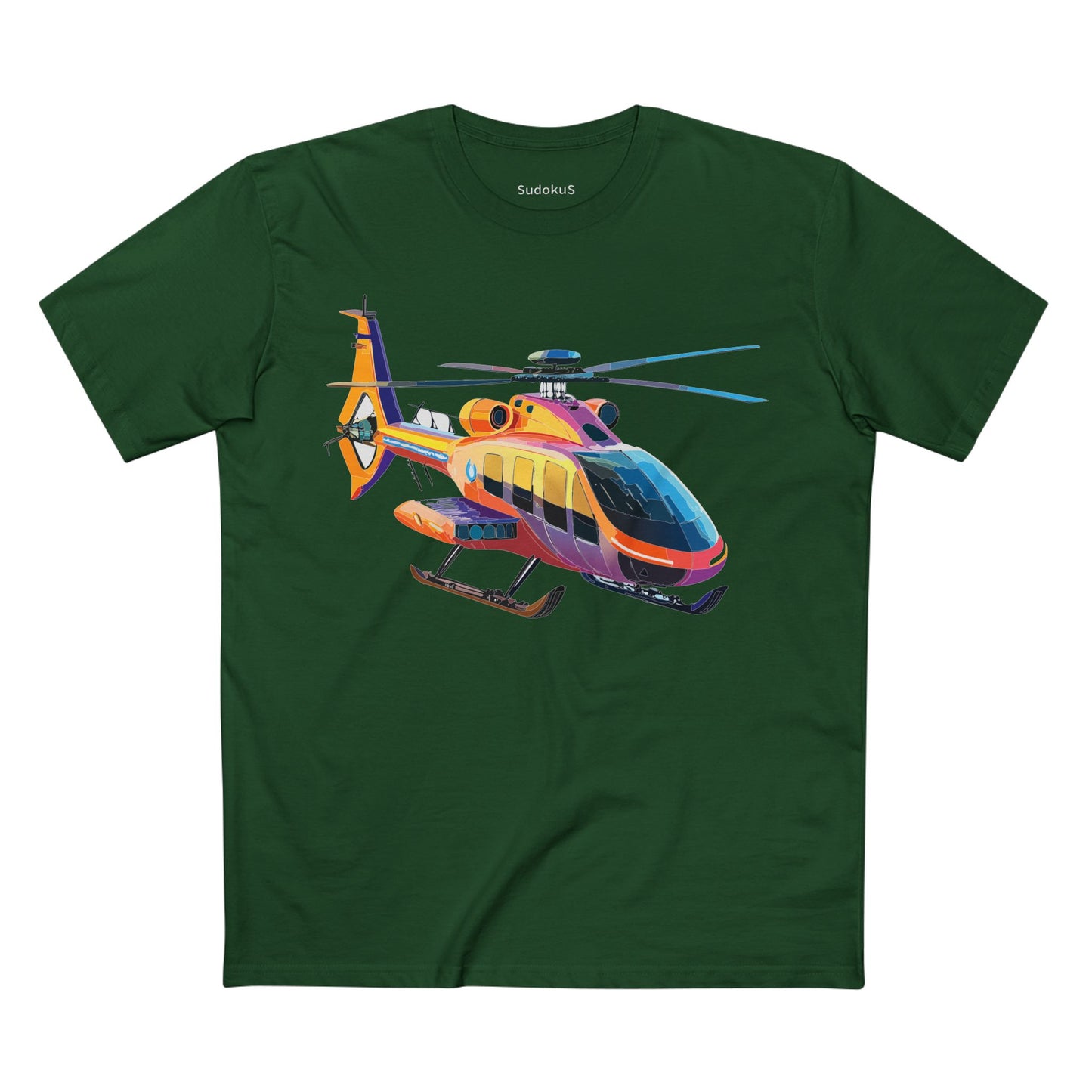 Unisex Helicopter Art Shirt Premium Cotton Tee With Regular Fit Crew Neck 100 Percent Cotton