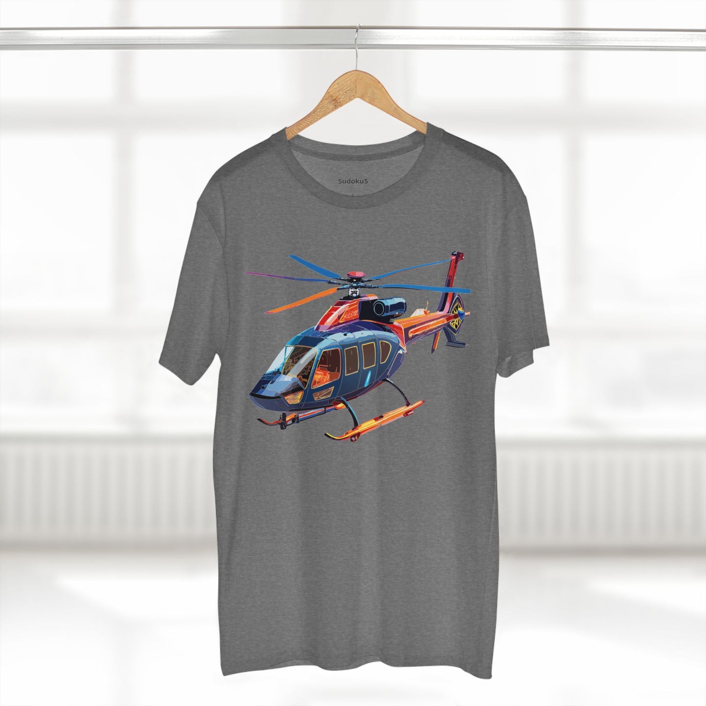 Helicopter Tee Unisex Premium Cotton Shirt With Unique Art Design Graphic Crew Neck Regular Fit
