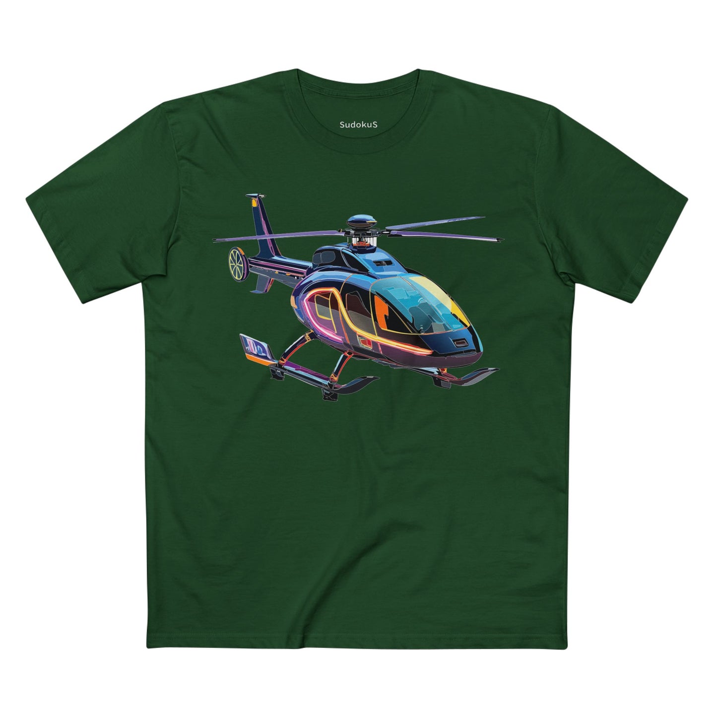 Unisex Helicopter Art Tee Premium Cotton Regular Fit Crew Neck Shirt Preshrunk Durable