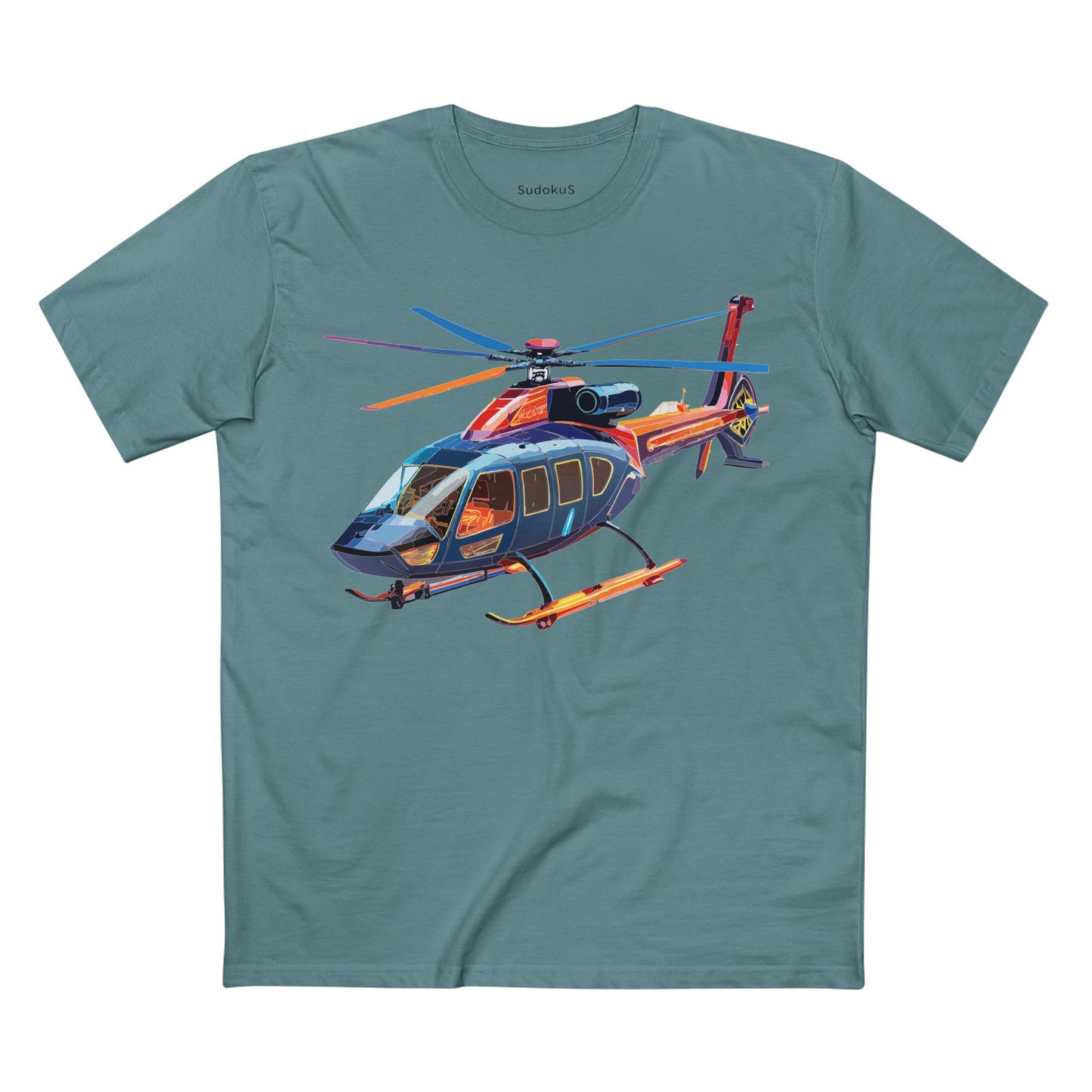 Helicopter Tee Unisex Premium Cotton Shirt With Unique Art Design Graphic Crew Neck Regular Fit