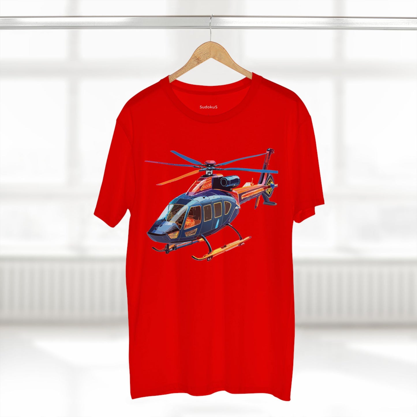 Helicopter Tee Unisex Premium Cotton Shirt With Unique Art Design Graphic Crew Neck Regular Fit