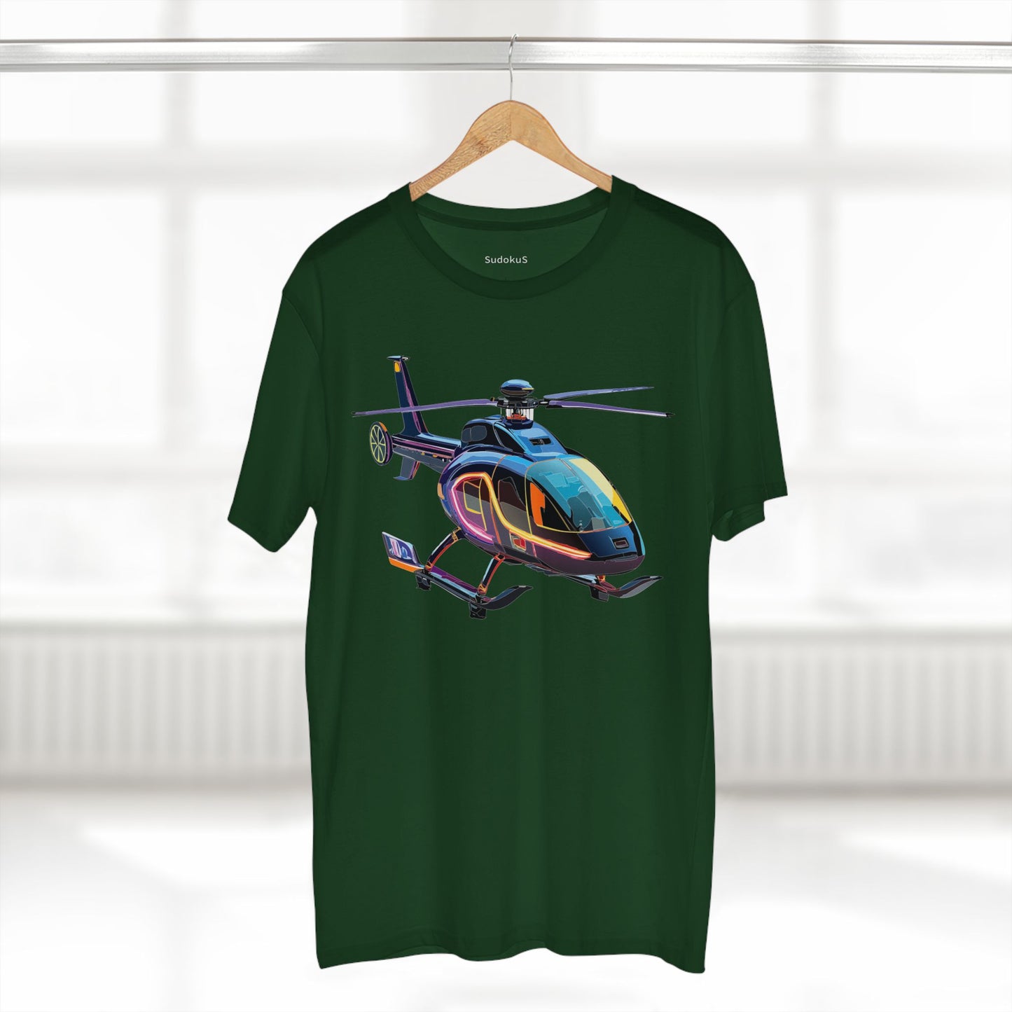Unisex Helicopter Art Tee Premium Cotton Regular Fit Crew Neck Shirt Preshrunk Durable