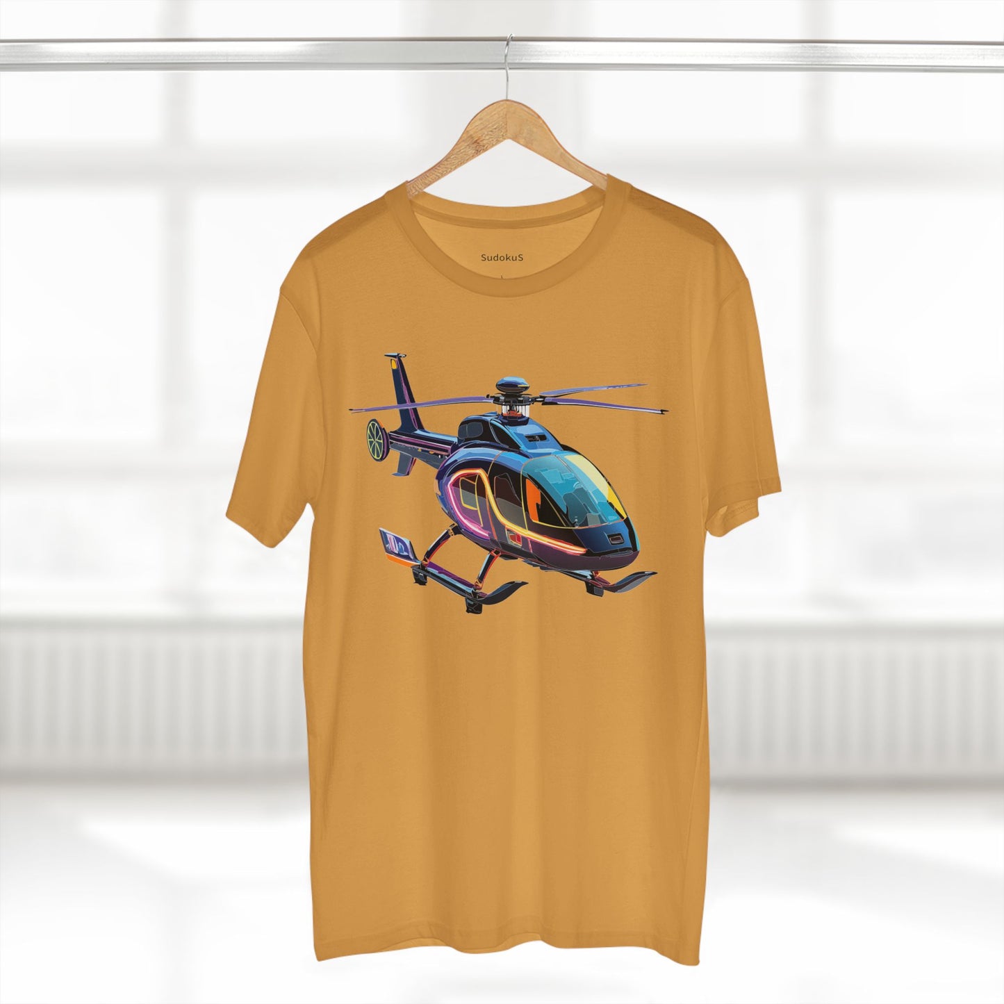 Unisex Helicopter Art Tee Premium Cotton Regular Fit Crew Neck Shirt Preshrunk Durable