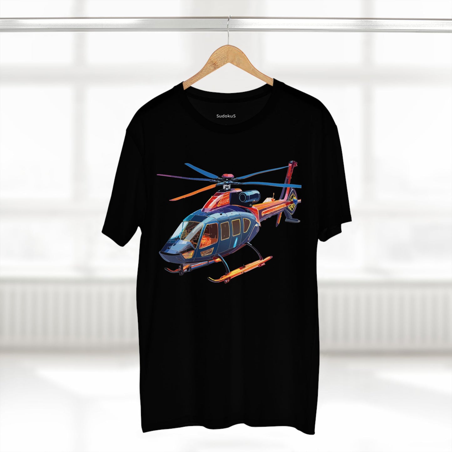 Helicopter Tee Unisex Premium Cotton Shirt With Unique Art Design Graphic Crew Neck Regular Fit